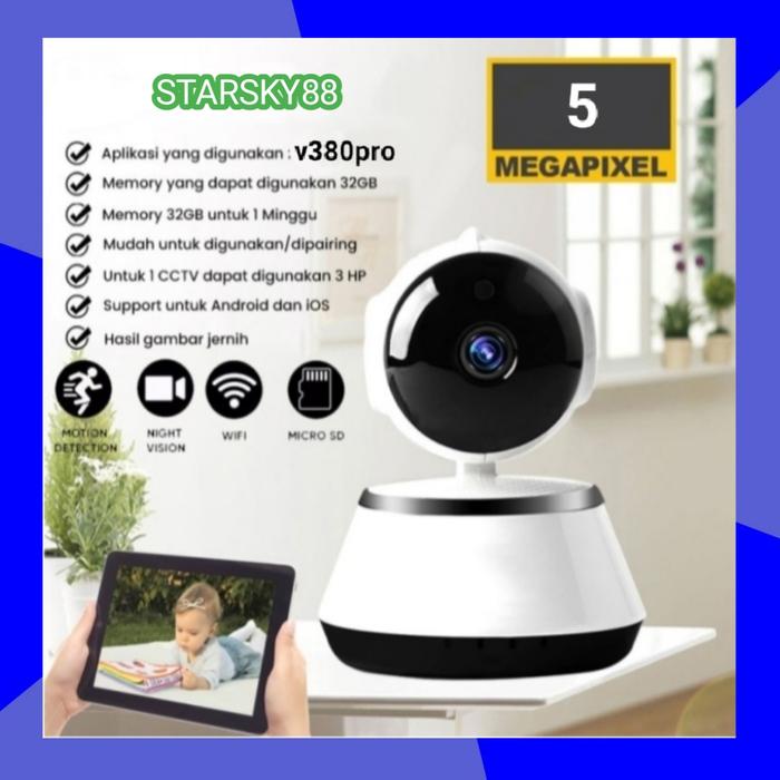 Gambar Smart Net V380 Camera Wifi 5MP Wireless1080P Night Vision - Smart Cam v380 dari StarSky88 undefined Tokopedia