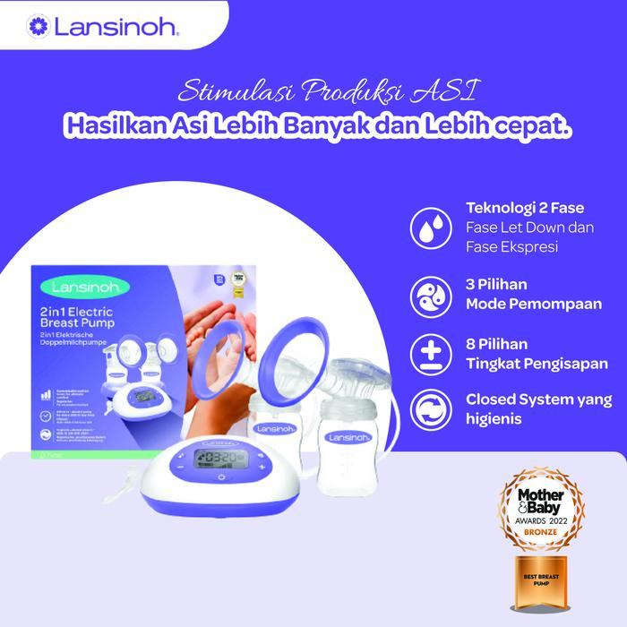 Lansinoh 2 in 1 - Pompa per il latte elettrica con display LCD (n6x