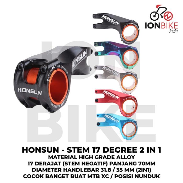 Gambar Stem Honsun 17 Derajat 2 in 1 Oversize 7 cm Sepeda MTB XC 31.8 35 mm dari ION BIKE JOGJA BY JP undefined Tokopedia