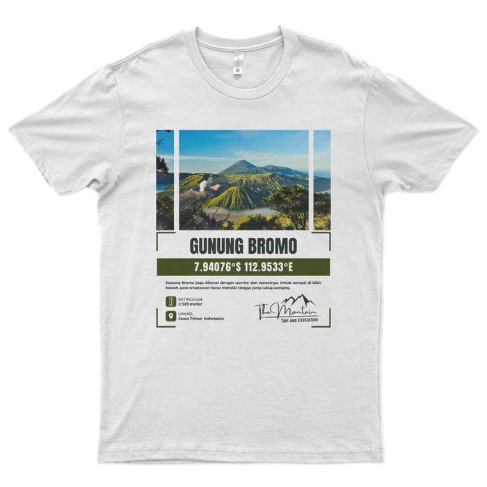 Gambar Kaos Distro Premium Lengan Pendek Gunung Bromo Summit Hiking T-Shirt - Putih, XXL dari Eternal Cover undefined Tokopedia