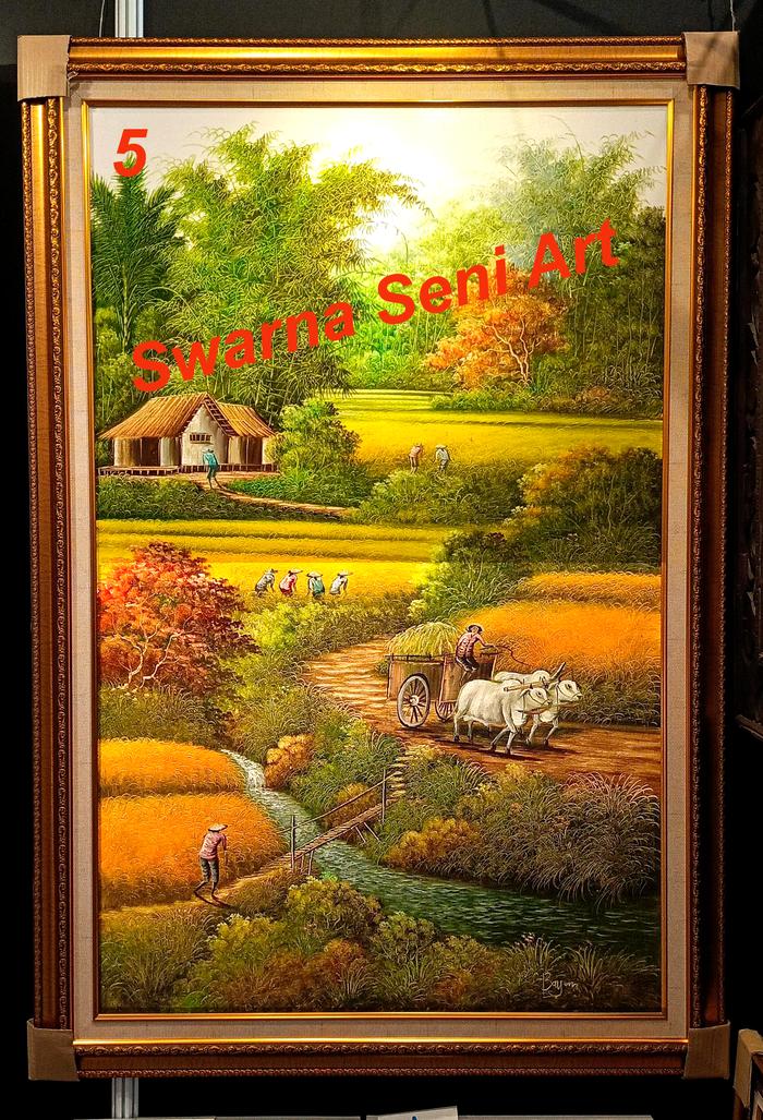 Gambar Lukisan Kanvas, " SUASANA DI PEDESAAN " Dengan Bingkai dari Swarna Seni Art undefined Tokopedia