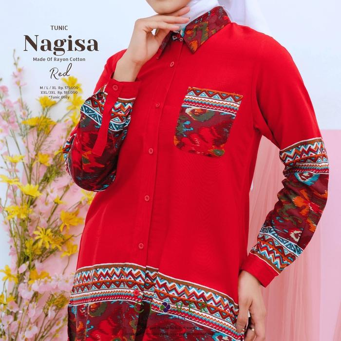 Gambar Baju Atasan Wanita Muslim Tunik Nagisa By Clover Clothing - Red, M dari Maza.idn undefined Tokopedia