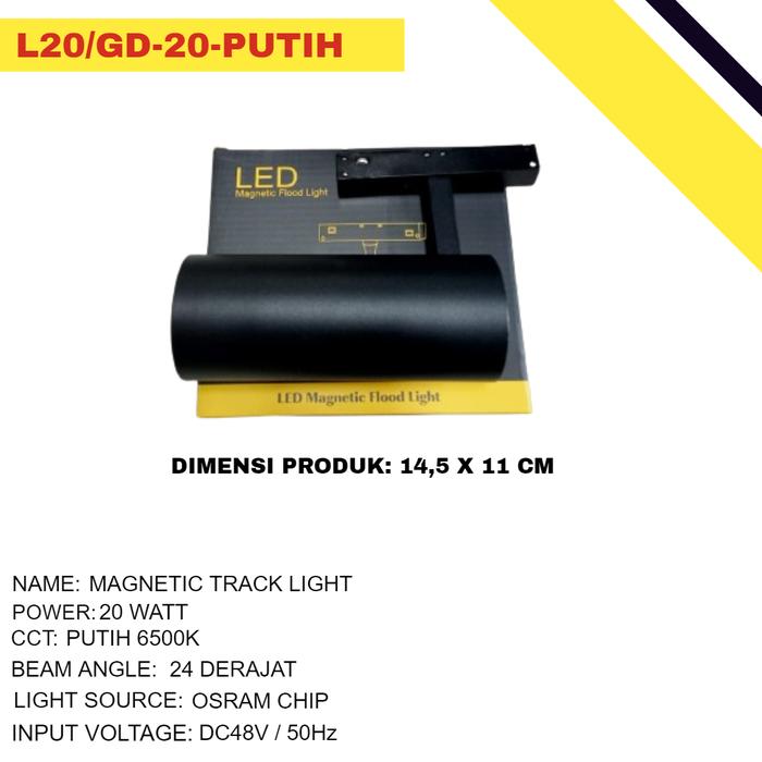 Gambar LAMPU LED TRACK MAGNETIC / MAGNETIC TRACK LAMP / LAMPU TRACK - GD-20-PUTIH dari Sumber Jaya Lighting undefined Tokopedia
