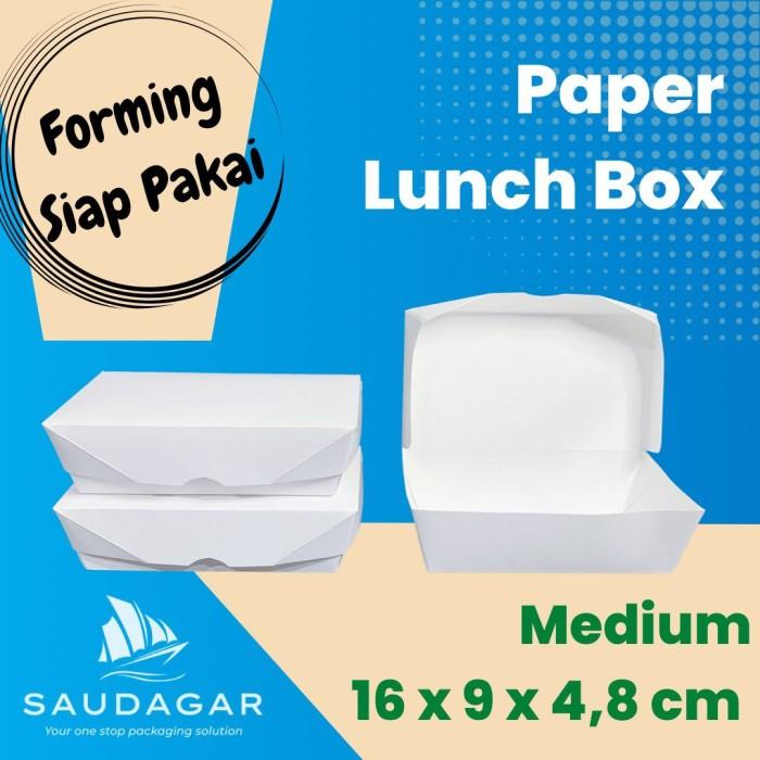 Gambar Paper lunch box medium warna putih dan coklat siap pakai dari Saudagar packaging undefined Tokopedia