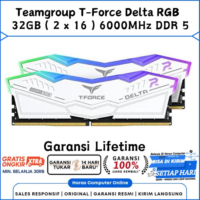 Gambar RAM TeamGroup T-Force Delta RGB 32GB ( 16 x 2 ) PC 48000 6000MHz DDR 5 - Putih dari Horascomp.id undefined Tokopedia