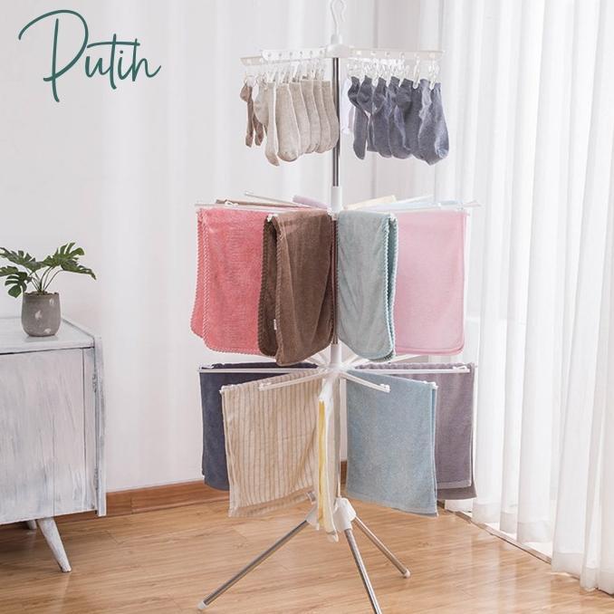 Gambar NEW PRODUCT JEMURAN BAJU BAYI MODEL MENARA LIPAT 3 TINGKAT MJJ1 - Putih dari asepcincau undefined Tokopedia