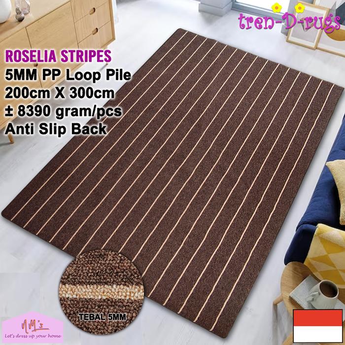 Gambar Tren-D-rugs karpet jumbo besar permadani motif salur garis stripes modern bulu alas lantai ruang tamu kamar tidur anti slip minimalis 200x300 NMs - Brown Beige dari NMs Lets dress up your home undefined Tokopedia