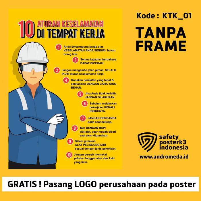 Gambar Safety Poster K3 : 10 Aturan Keselamatan Di Tempat Kerja - 42x30 cm dari Safety Poster K3 Indonesia undefined Tokopedia