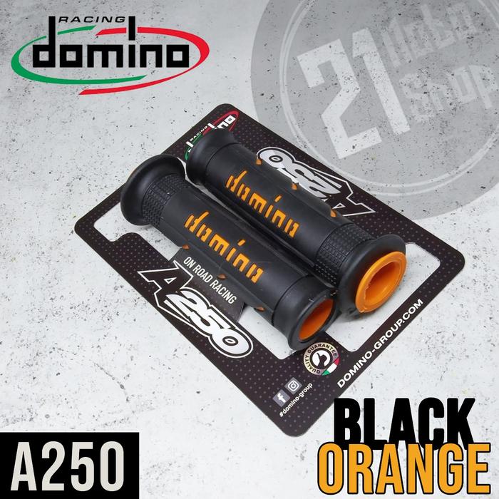 Gambar Handgrip Domino Supersoft A250 Original Universal 21Motoshop - Black/Orange dari 21 Motoshop undefined Tokopedia