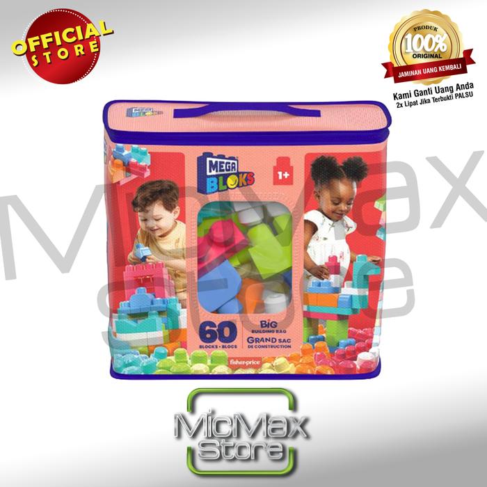 Promo Mega Bloks MEGABLOKS First Builders Big Building Bag 60 PCS PINK ...