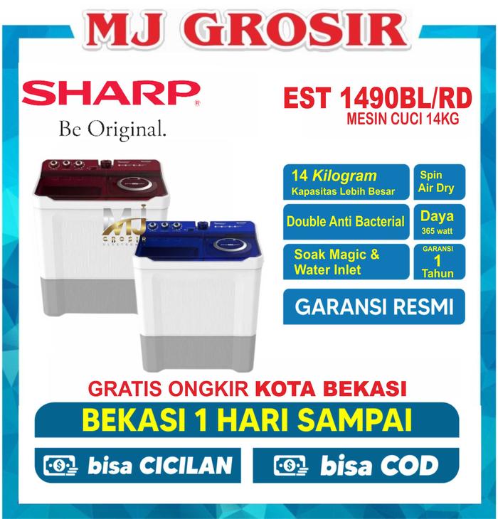 Gambar MESIN CUCI SHARP EST 1490 14 KG 2 TABUNG 1490 14KG DOLPHINWAVE - packing kayu dari MJ GROSIR ELEKTRONIK undefined Tokopedia