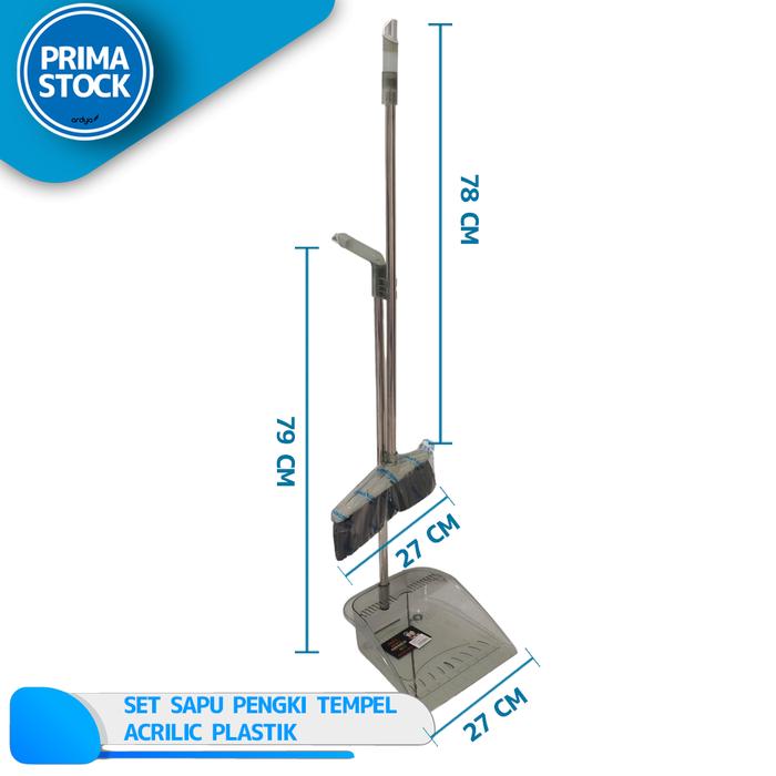Gambar Set Sapu dan Pengki Serokan 2 in 1 Transparan Solid Broom Dustpan - ACRYLIC TRS dari Prima Stock undefined Tokopedia