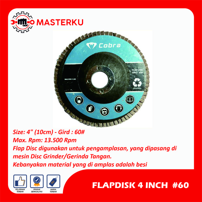 Gambar Flap Disc 4 Inch Gird 60, 80, 100,180# / Amplas Susun / Gerinda Amplas - 60 dari Masterku Teknik undefined Tokopedia
