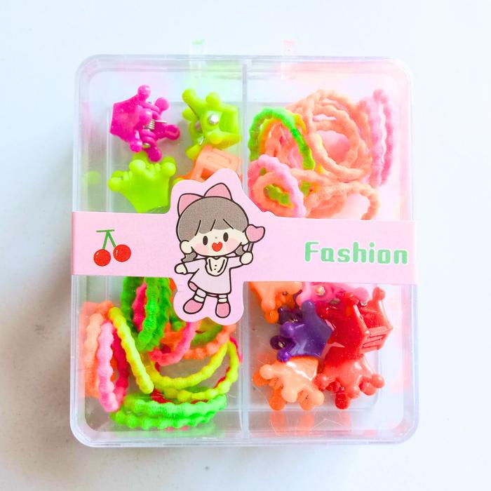 Gambar Jepit Karet Box Gift Set Aksesoris Rambut Anak Model Korea Warna Warni - 4 Jepit Rainbow dari AsterooGrosir undefined Tokopedia