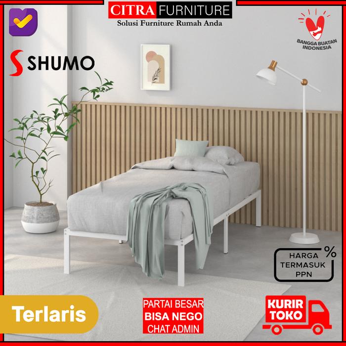 Gambar SHUMO Dipan Ranjang Besi Minimalis Knock Down BED IN A BOX 90 x 200 - Putih, 90x200 dari Citra furniture undefined Tokopedia