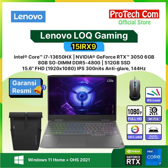 Gambar LENOVO LOQ GAMING 15IRX9 i7-13650HX 512GB RTX3050 6GB 15.6" OHS W11 - DDR5 8GB dari ProTech Com undefined Tokopedia