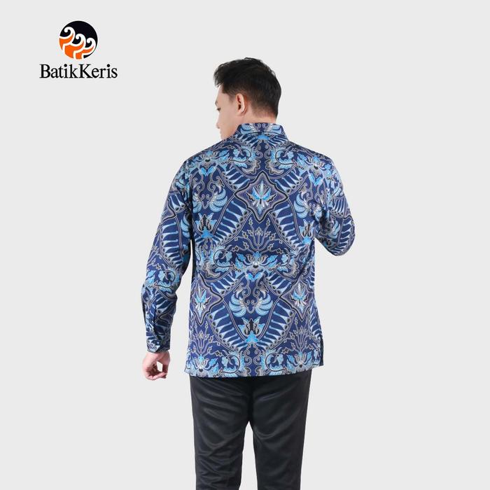 Batik Keris Hem Slimfit Long Sleeve Keris Aksata - Navy, S | Indo4ward