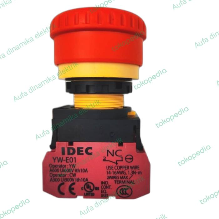 Jual YW1B-V4E02R YW1B V4E02R 2NC IDEC TOMBOL EMERGENCY 22mm IDEC - Kab ...