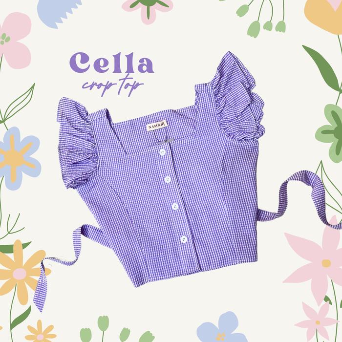 Gambar NAMARI - Cella Top - Atasan Kemeja Baju Blouse Shirt Wanita Crop Kekinian Terbaru Square Neck Ruffle Korean Style Katun Polyester Tartan Kotak COD - LILAC, STANDAR dari namarithelabel.co undefined Tokopedia