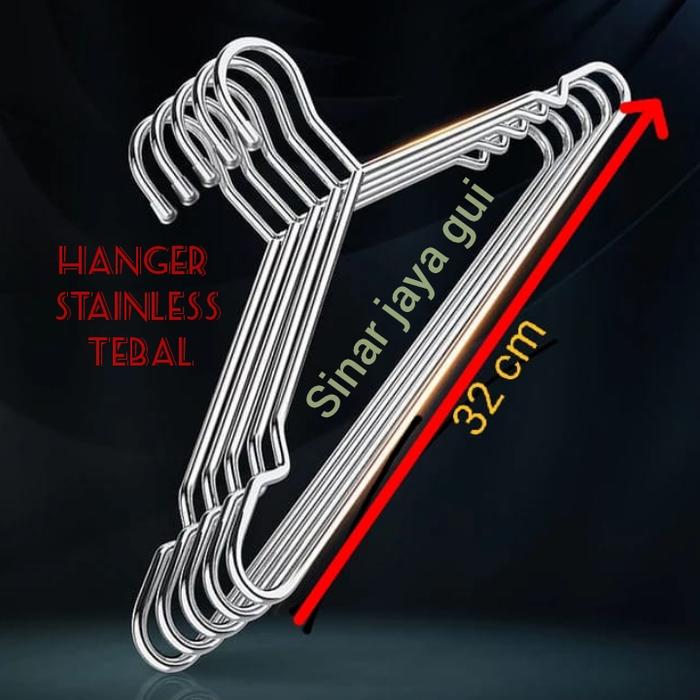 Gambar Gantungan Baju Stainless Steel Hanger Baju Stainless 42 cm dan 45 cm - 32 CM dari Sinar jaya gui undefined Tokopedia