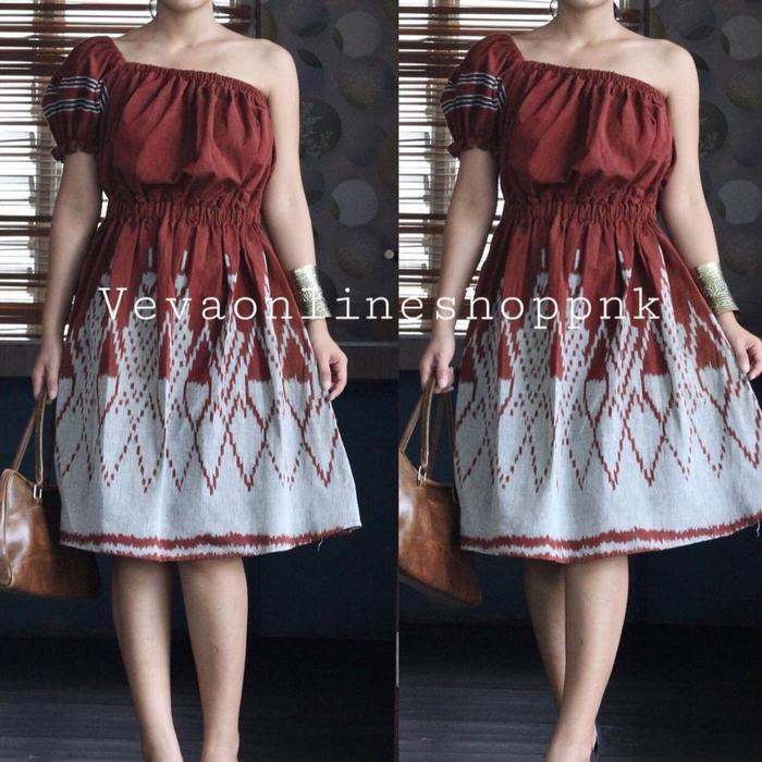 Gambar dress tenun tanpa lengan sebelah - XXXXL dari Baju dan kain tenun undefined Tokopedia
