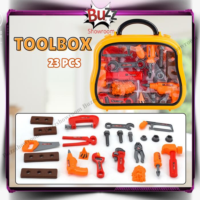 Gambar ToolBox Tools set toys mainan alat perkakas obeng Engineering Tool Box - Kuning dari Buzzshowroom undefined Tokopedia