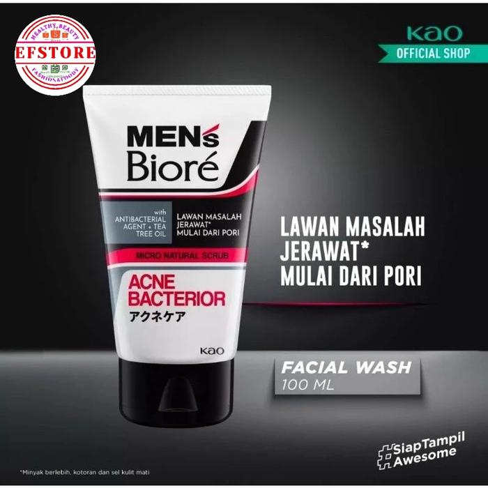 Gambar BIORE Mens Facial Foam 100ml/Face Wash/Sabun Wajah Pria ORIGINAL - ANTI BACTERIOR, 100ML dari EF STORE BEAUTY undefined 4 Tokopedia