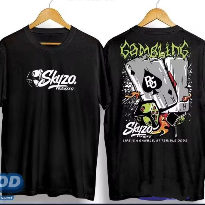 Gambar KAOS SKYZO AS GAMBLING / KAOS DISTRO KEREN - Hitam, XL dari SRI TOP undefined Tokopedia