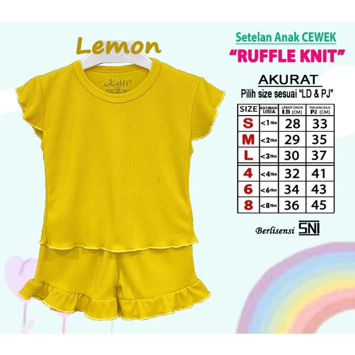 Gambar Setelan Kaos Anak Perempuan Usia 0 1 2 3 4 5 Tahun Celana Rempel KNIT - Mieka Lemon, 8 (5)th dari Afizah Shop Surabaya undefined Tokopedia