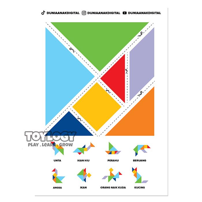 Gambar Mainan Edukasi Anak DIY Kertas Gambar Bentuk Tangram Puzzle Warna - Pic 01 dari Toylogy undefined Tokopedia