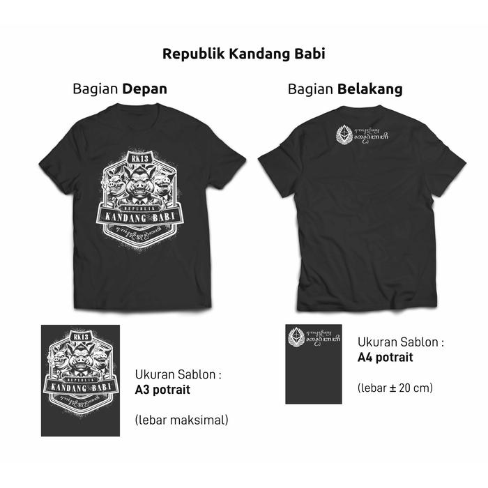 Gambar Kaos Bahnoo - Republik Kandang Babi Aksara Jawa - Hitam Pendek, S dari Bahnoo undefined Tokopedia
