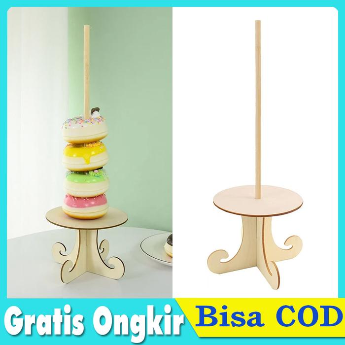 Jual Display Donat Kayu Tempat Susun Donut Standing Holder Wooden Rack ...