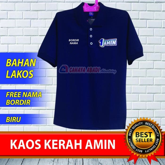 Gambar Kaos Kerah Anis Muhaimin AMIN Kaos Polo AMIN - Biru, XXL dari Cahaya Abadi Advertising undefined Tokopedia