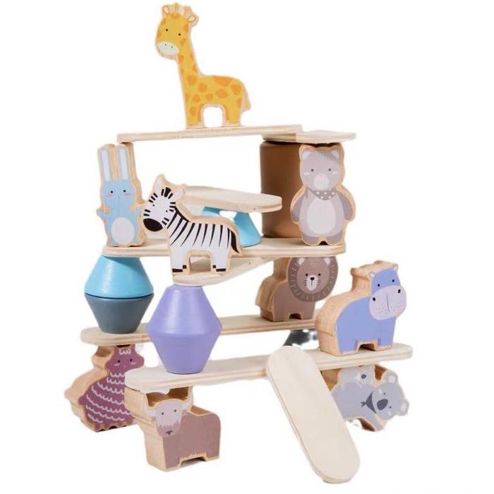 Gambar wooden animal blocks balance game dino stacking toys mainan balok - Animal dari Ratihdwi Mart undefined Tokopedia