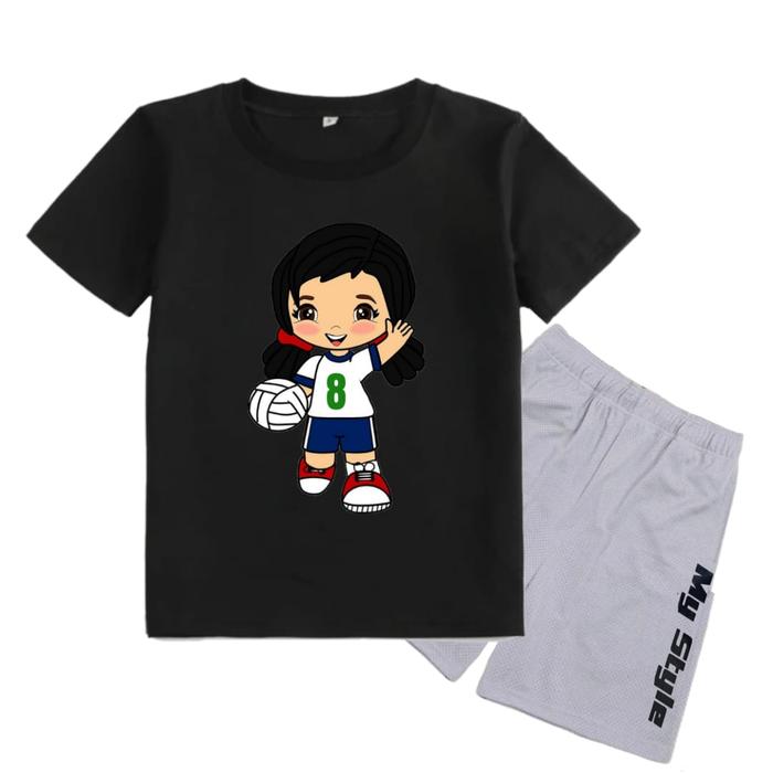 Gambar Setelan Kaos Oblong Lengan Pendek dan Celana Pendek My style Lucu - Hitam, 8 dari Sentra Busana Anak undefined Tokopedia