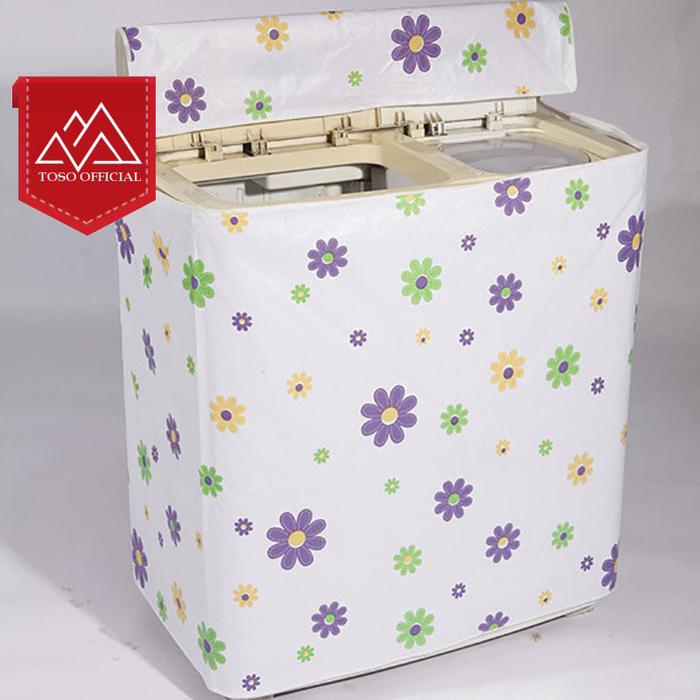 Gambar Sarung Penutup Mesin Cuci Bukaan Depan Atas PEVA Washing Machine Cover - dua tabung atas dari Toso Mart undefined Tokopedia