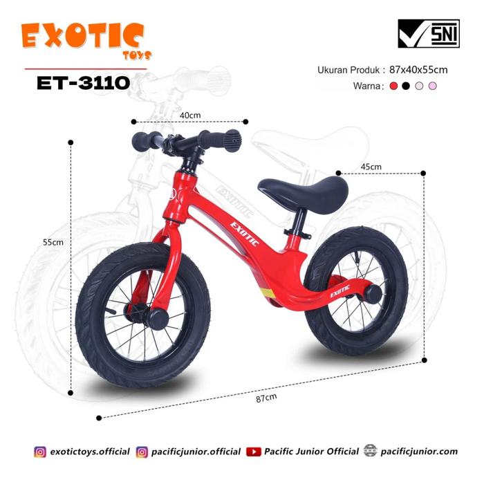 Gambar Push Bike Balance Bike Exotic 3110 Bahan Magnesium Ban Pompa - Merah dari Wisata Bike Karawang undefined Tokopedia