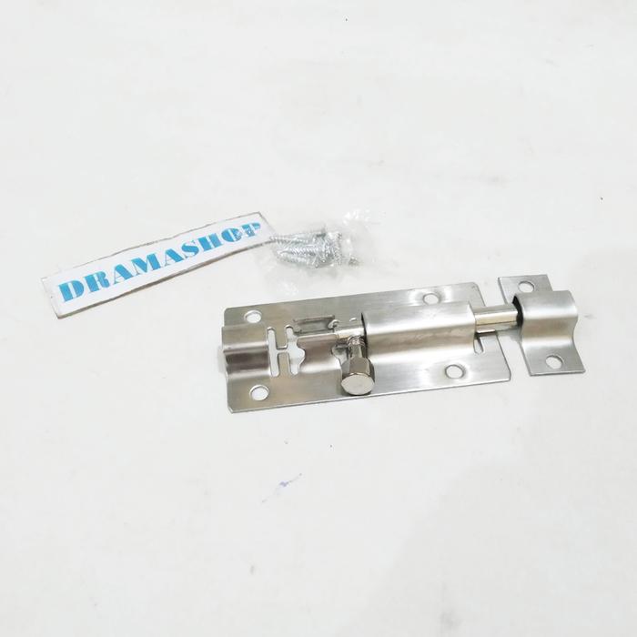Gambar slot kunci grendel pintu baja stainless steel 3" 3inch 3 inch dari dramashop. undefined Tokopedia