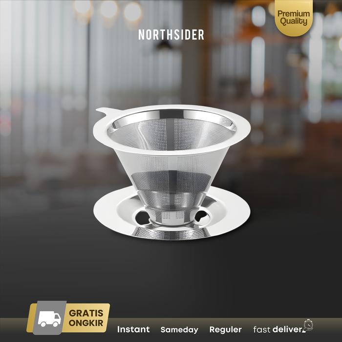 Gambar V60 Dripper kopi stainless steel | metal coffee dripper paperless - 01 dari Northsider Coffee Shop undefined Tokopedia