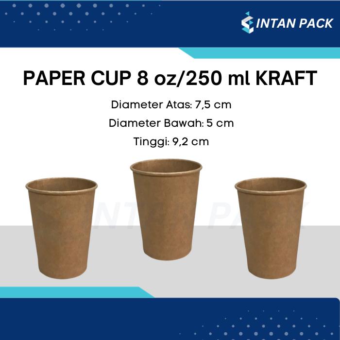 Jual Paper Cup 8 Oz Kraft ( 250 ml ) Gelas Kertas Kopi Papercup (50 pcs ...