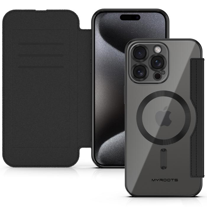 Gambar Myroots Magnetic Flip Wireless Charging Case for iPhone 15 14 Pro Max - Hitam, IP 14 dari Myroots store undefined Tokopedia