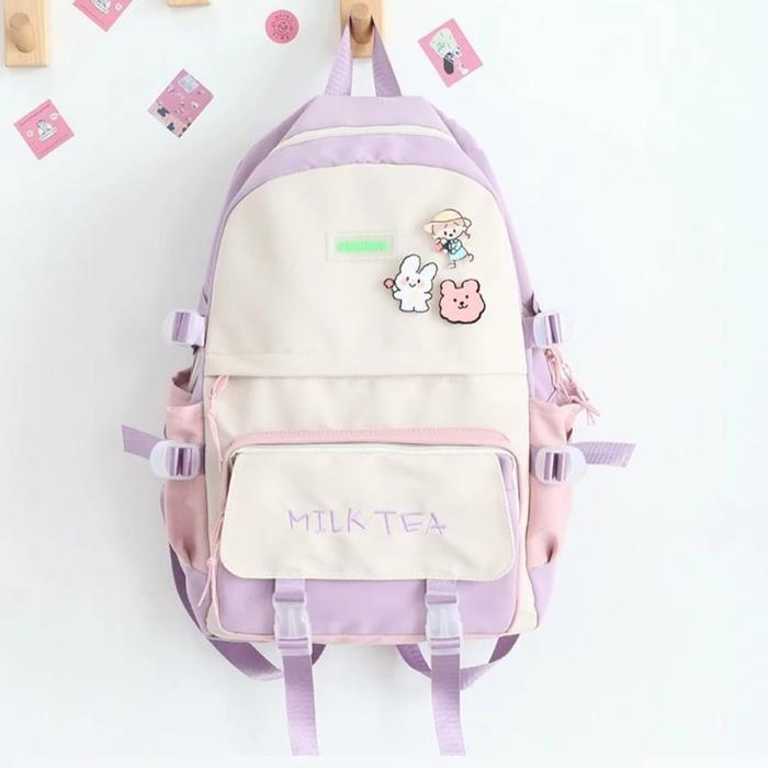 Gambar TAS RANSEL SEKOLAH TK SD ANAK PEREMPUAN MOTIF KARTUN MILKTEA - Ungu dari tokohokimurah undefined Tokopedia
