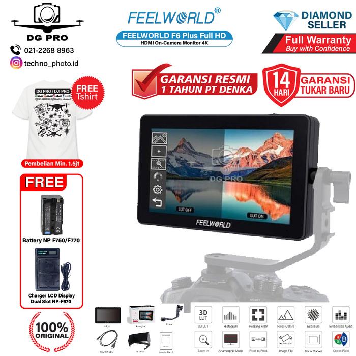 FEELWORLD F6 PLUS V2 6 Inch Camera Field Monitor,HDR Touch Screen With 3D LUT,Sharp Screenshot,Full HD 1920x1080 IPS 4K HDMI Loop In/Out DSLR Video Peaking Focus Assist,2800mAh Battery& Storage Case - Foto 7