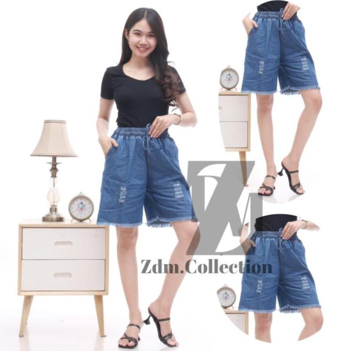Gambar IGU Celana Pendek Wanita 3/4 | Standar&Jumbo | Rawis-Sobek | - Light Blue, Standar dari Niane Market undefined 3 Tokopedia