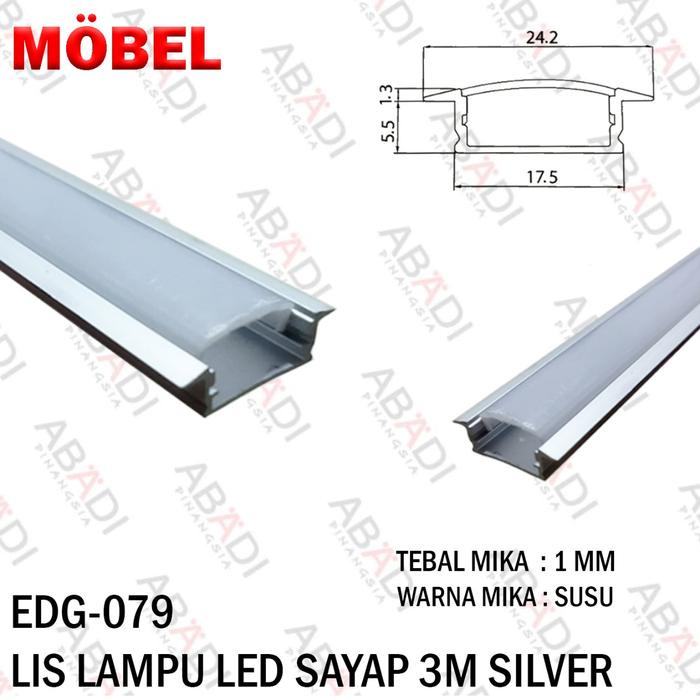Gambar Lis Lampu LED / Rumah List Lampu Strip Acrylic/ Alumunium DOFT - SILVER SYP 3M dari Abadi Pinangsia undefined Tokopedia