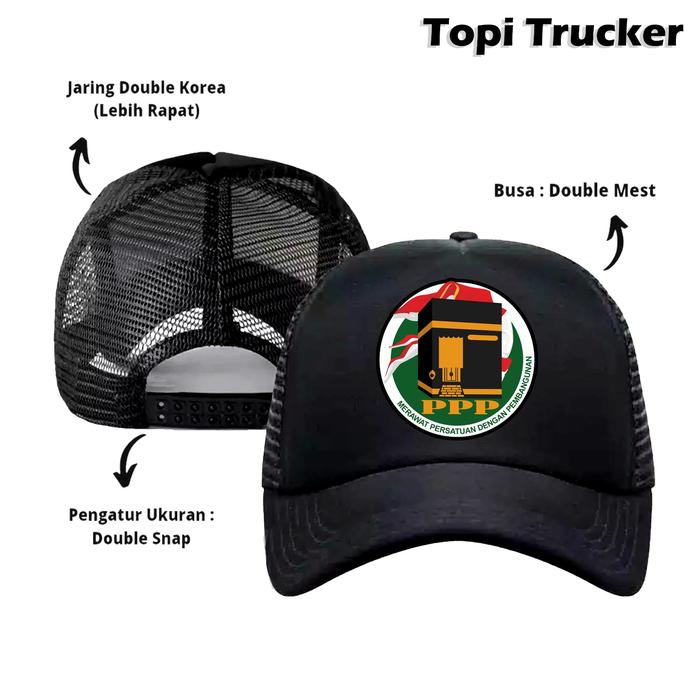Gambar Topi Partai PPP Trucker Jaring PPP Topi Partai Persatuan Pembangunan - Hitam dari Ozonstore_NEW undefined Tokopedia