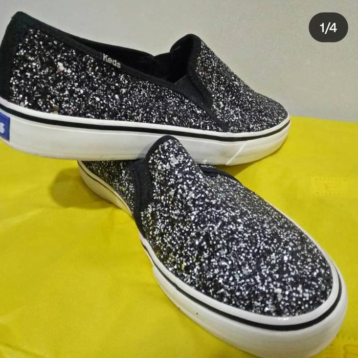 Jual Keds sneakers double decker Glitter black original preloved