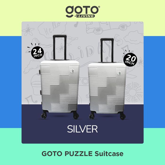Gambar Goto Puzzle Suitcase Koper Cabin Roda Bagasi Kabin Travel 20 24 Inch - SILVER, 20IN dari Goto.Indonesia undefined Tokopedia