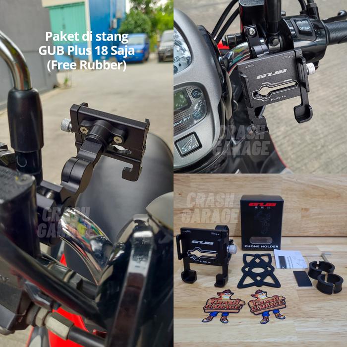 Gambar GUB PLUS 18 Holder HP Motor Dudukan Tempat Handpone Stang Spion Sepeda - GUB Plus 18, Hitam dari Crash Garage undefined Tokopedia