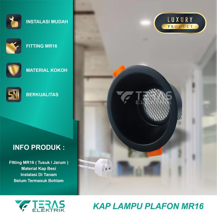 Gambar Kap downlight tanam plafon model jaring dalam rumah lampu inbow - Body HItam, Tanpa Lampu dari TERAS ELEKTRIK undefined 5 Tokopedia